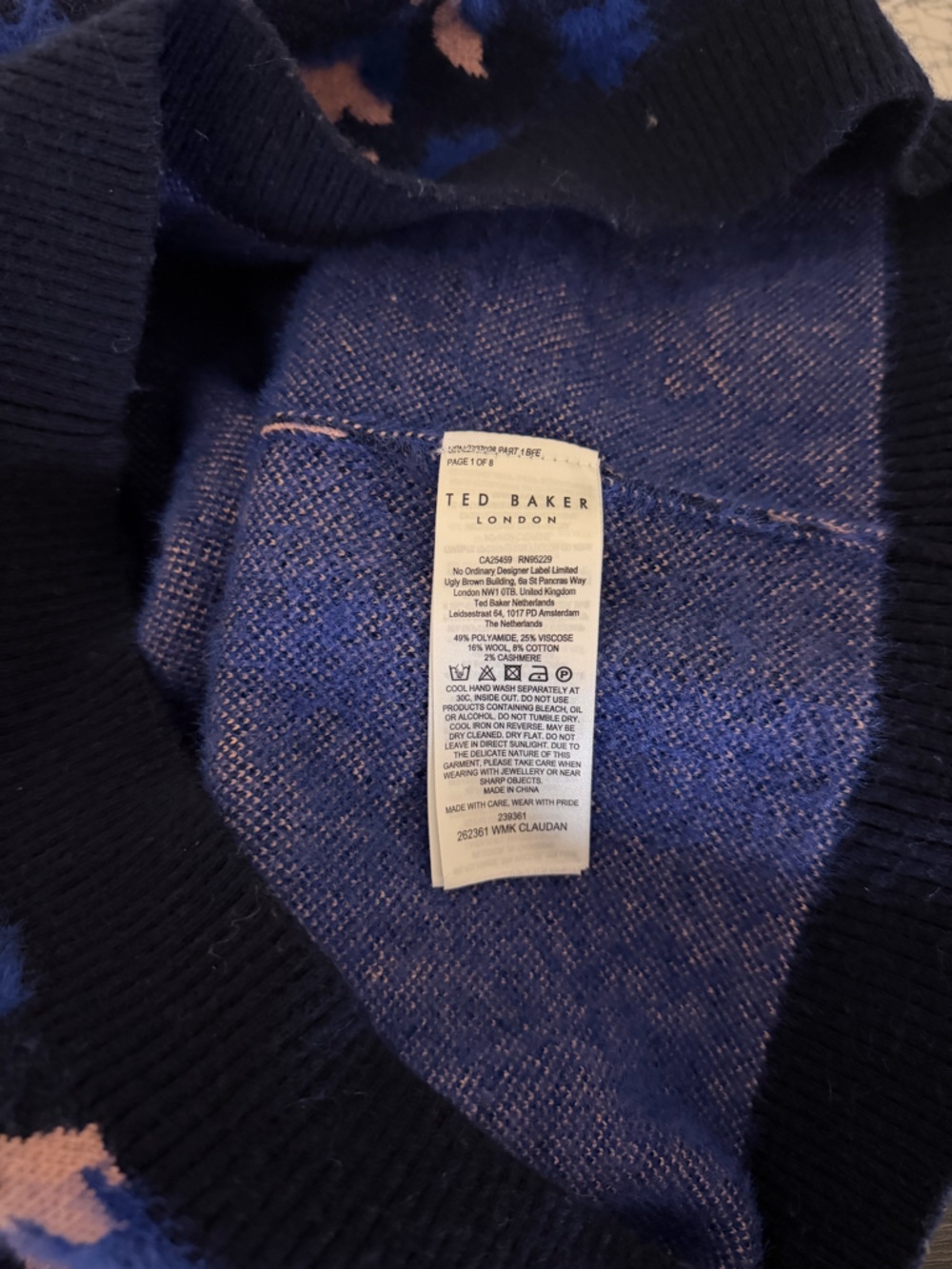 Ted Baker Claudan Jaquard Sweater, size 1.  See size chart. - Picture 6 of 7